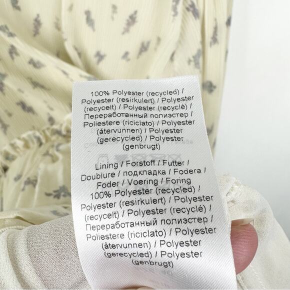 GANNI Size 40/ US Large Floral Print Pleated Georgette Babydoll Mini Dress - Picture 7 of 14